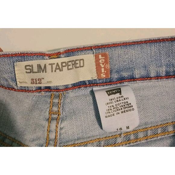 Y2k Levi's 512 Women's Jeans Size 16 M Slim Tapered Fit Blue Light Wash - Picture 3 of 8
